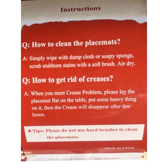 Artlines Christmas Placemats 15” Round 100% Polyester Set of 6 - Picture 7 of 7